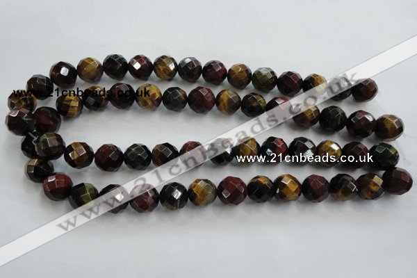 CTE714 15.5 inches 12mm faceted round mixed color tiger eye beads