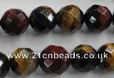 CTE715 15.5 inches 14mm faceted round mixed color tiger eye beads