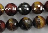 CTE716 15.5 inches 16mm faceted round mixed color tiger eye beads