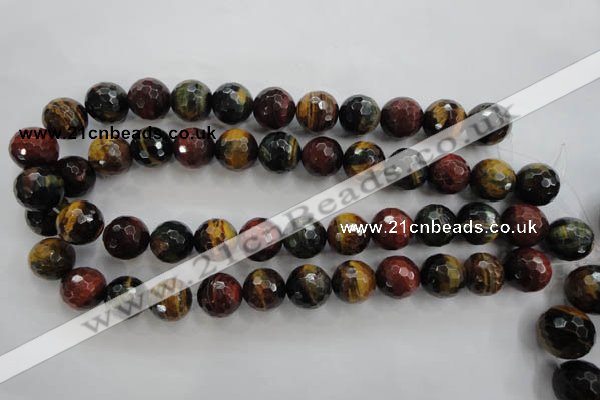 CTE716 15.5 inches 16mm faceted round mixed color tiger eye beads