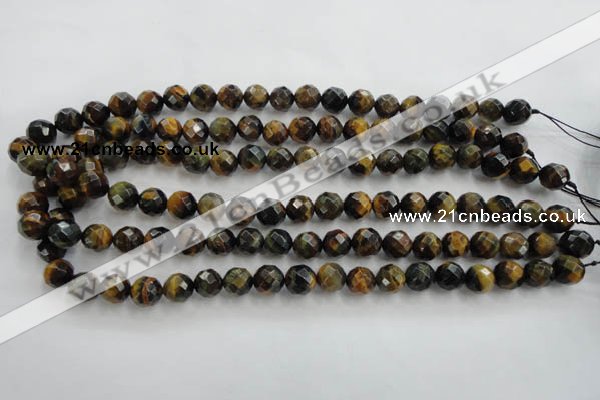 CTE721 15.5 inches 6mm faceted round yellow & blue tiger eye beads