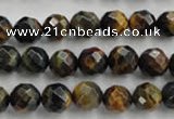 CTE722 15.5 inches 8mm faceted round yellow & blue tiger eye beads