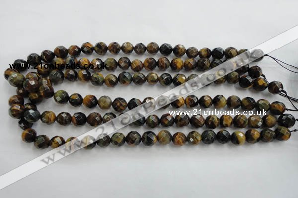 CTE722 15.5 inches 8mm faceted round yellow & blue tiger eye beads