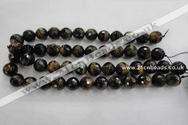 CTE727 15.5 inches 18mm faceted round yellow & blue tiger eye beads