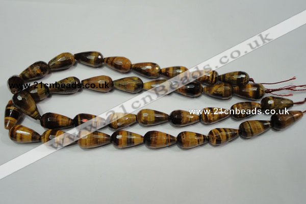 CTE762 15.5 inches 12*22mm faceted teardrop yellow tiger eye beads