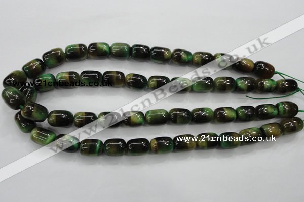 CTE80 15.5 inches 11*15mm drum green tiger eye gemstone beads