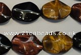 CTE801 15.5 inches 15*20mm wavy oval colorful tiger eye beads