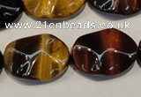 CTE802 15.5 inches 18*25mm wavy oval colorful tiger eye beads