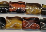 CTE810 15.5 inches 15*20mm wavy rectangle colorful tiger eye beads