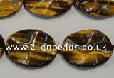 CTE832 15.5 inches 18*25mm wavy oval yellow tiger eye beads