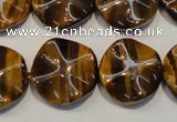 CTE836 15.5 inches 20mm wavy coin yellow tiger eye beads