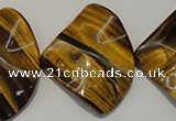 CTE845 15.5 inches 30*40mm wavy triangle yellow tiger eye beads