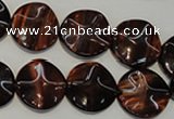 CTE852 15.5 inches 16mm wavy coin red tiger eye beads