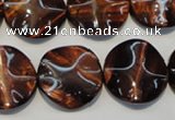 CTE854 15.5 inches 20mm wavy coin red tiger eye beads