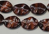 CTE858 15.5 inches 13*18mm wavy oval red tiger eye beads