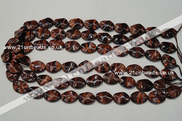 CTE858 15.5 inches 13*18mm wavy oval red tiger eye beads