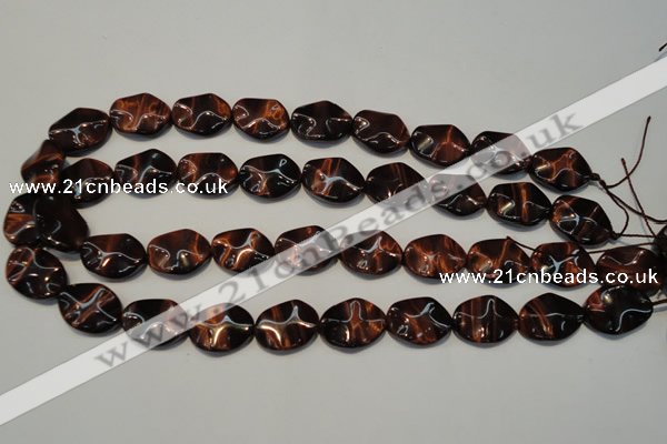 CTE859 15.5 inches 15*20mm wavy oval red tiger eye beads