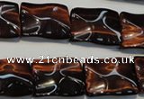 CTE865 15.5 inches 15*20mm wavy rectangle red tiger eye beads