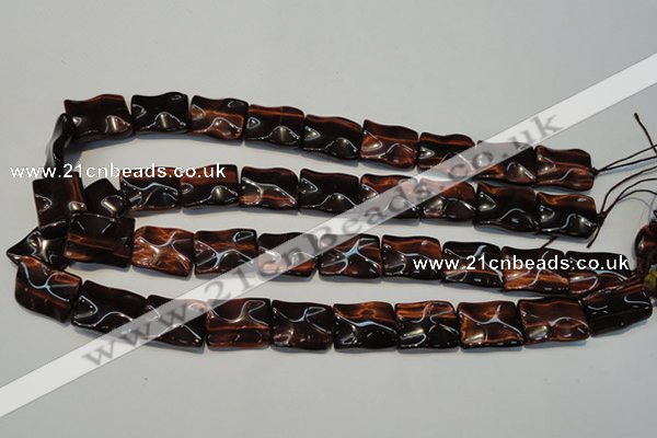 CTE865 15.5 inches 15*20mm wavy rectangle red tiger eye beads