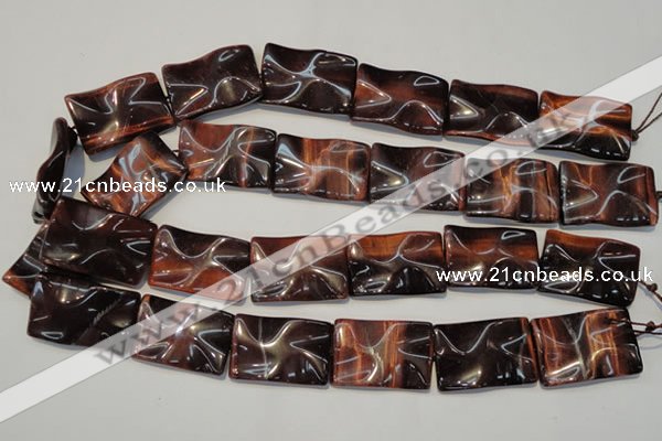 CTE867 15.5 inches 20*30mm wavy rectangle red tiger eye beads