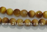 CTE902 15.5 inches 8mm faceted round golden tiger eye beads