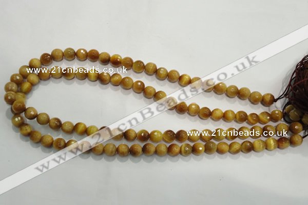 CTE902 15.5 inches 8mm faceted round golden tiger eye beads