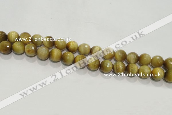 CTE904 15.5 inches 12mm faceted round golden tiger eye beads