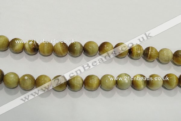 CTE905 15.5 inches 14mm faceted round golden tiger eye beads