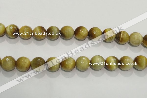 CTE907 15.5 inches 18mm faceted round golden tiger eye beads
