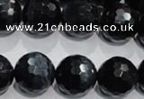 CTE926 15.5 inches 16mm faceted round silver tiger eye beads