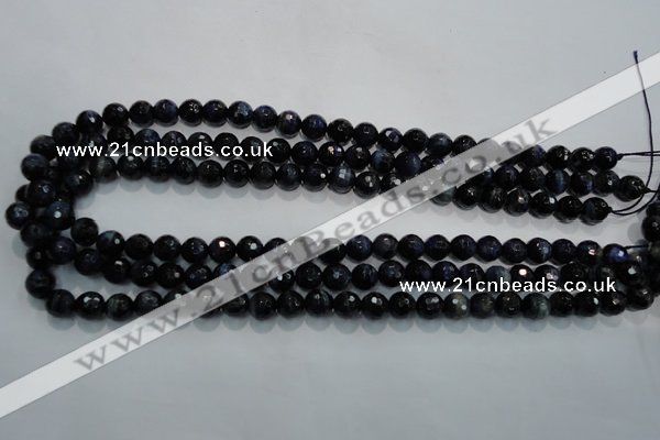 CTE931 15.5 inches 6mm faceted round dyed blue tiger eye beads