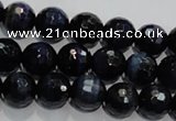 CTE933 15.5 inches 10mm faceted round dyed blue tiger eye beads