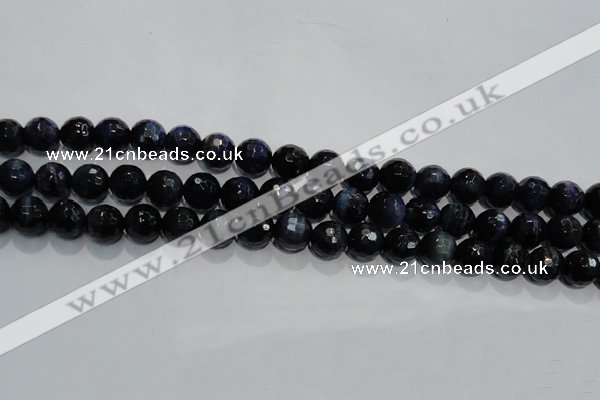 CTE933 15.5 inches 10mm faceted round dyed blue tiger eye beads