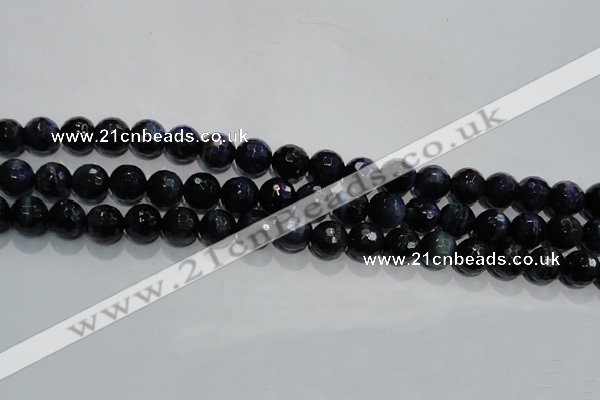 CTE934 15.5 inches 12mm faceted round dyed blue tiger eye beads