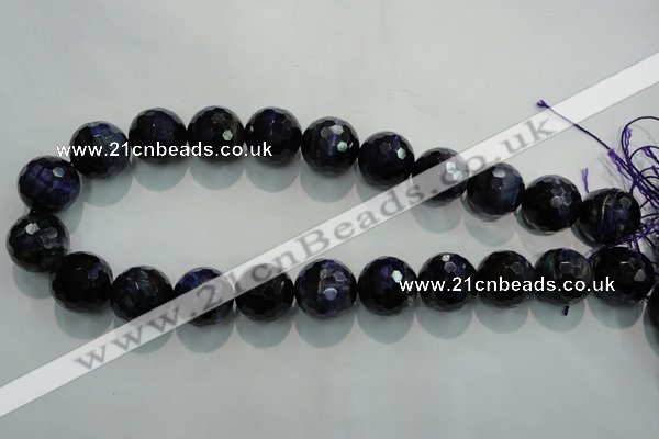 CTE937 15.5 inches 18mm faceted round dyed blue tiger eye beads