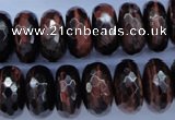 CTE94 15.5 inches 10*18mm faceted rondelle red tiger eye beads