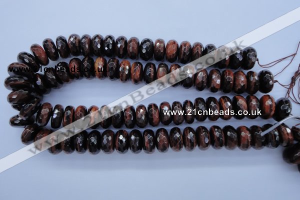 CTE94 15.5 inches 10*18mm faceted rondelle red tiger eye beads