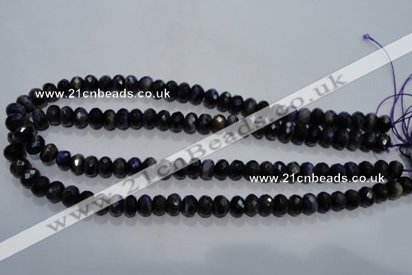 CTE941 15.5 inches 6*10mm faceted rondelle dyed blue tiger eye beads