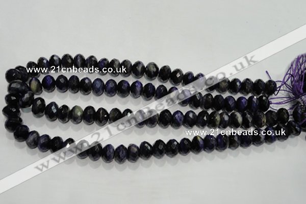 CTE942 15.5 inches 8*12mm faceted rondelle dyed blue tiger eye beads