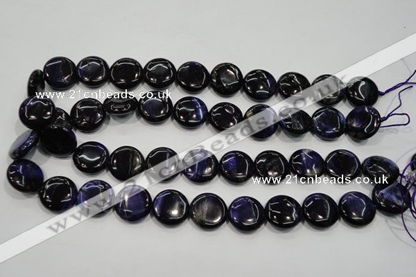 CTE964 15.5 inches 18mm flat round dyed blue tiger eye beads