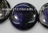 CTE966 15.5 inches 30mm flat round dyed blue tiger eye beads