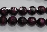 CTE973 15.5 inches 10mm faceted round dyed red tiger eye beads