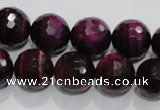 CTE974 15.5 inches 12mm faceted round dyed red tiger eye beads