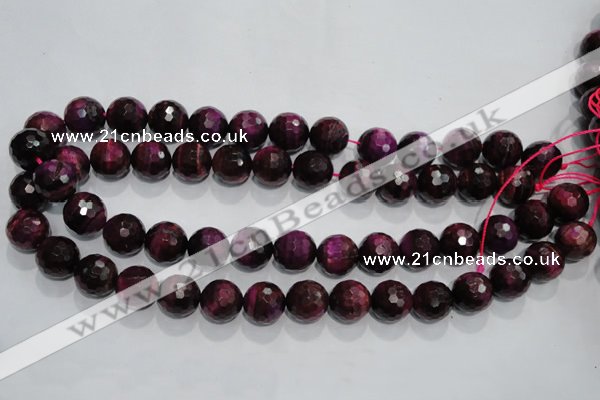 CTE975 15.5 inches 14mm faceted round dyed red tiger eye beads