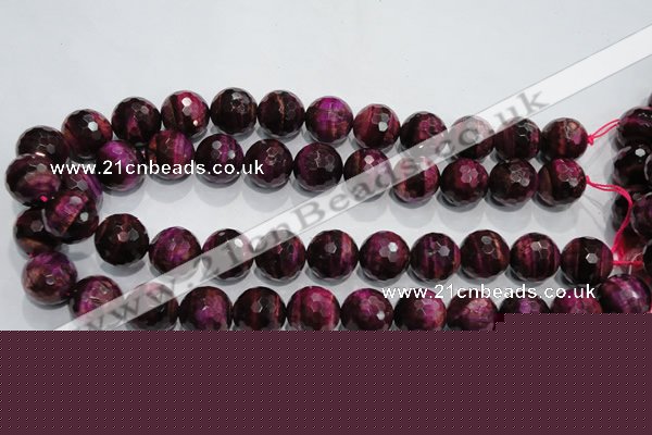 CTE976 15.5 inches 16mm faceted round dyed red tiger eye beads