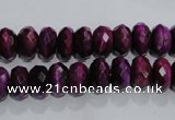 CTE981 15.5 inches 6*10mm faceted rondelle dyed red tiger eye beads