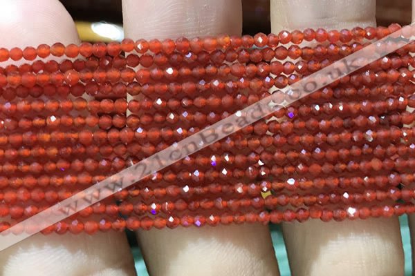 CTG1004 15.5 inches 2mm faceted round tiny red agate beads