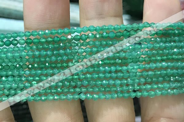 CTG1007 15.5 inches 2mm faceted round tiny green agate beads