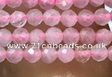 CTG1016 15.5 inches 2mm faceted round tiny rose quartz beads