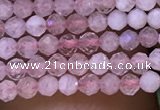 CTG1018 15.5 inches 2mm faceted round tiny rose quartz beads